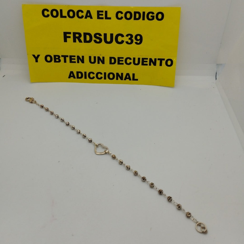 PULSERA TEJIDO CORAZON PLATA .925 18 CM 1.9 GR (NUEVO)