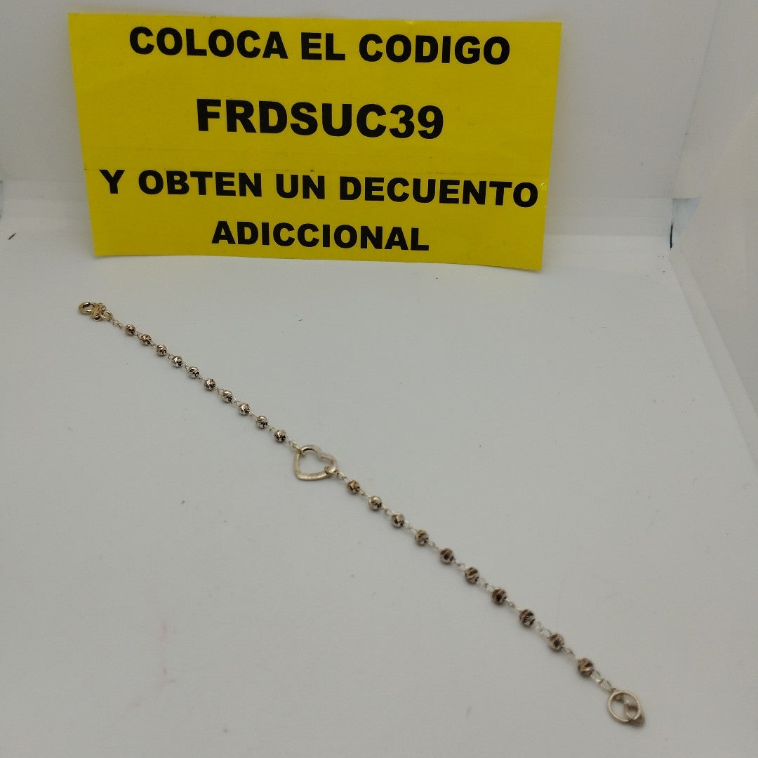PULSERA TEJIDO CORAZON PLATA .925 18 CM 1.9 GR (NUEVO)