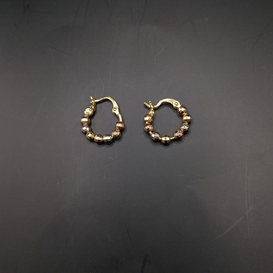 ARRACADAS PAR ORO, ORO COMBINADO 14 K 1.4 GRMS (SEMINUEVO)