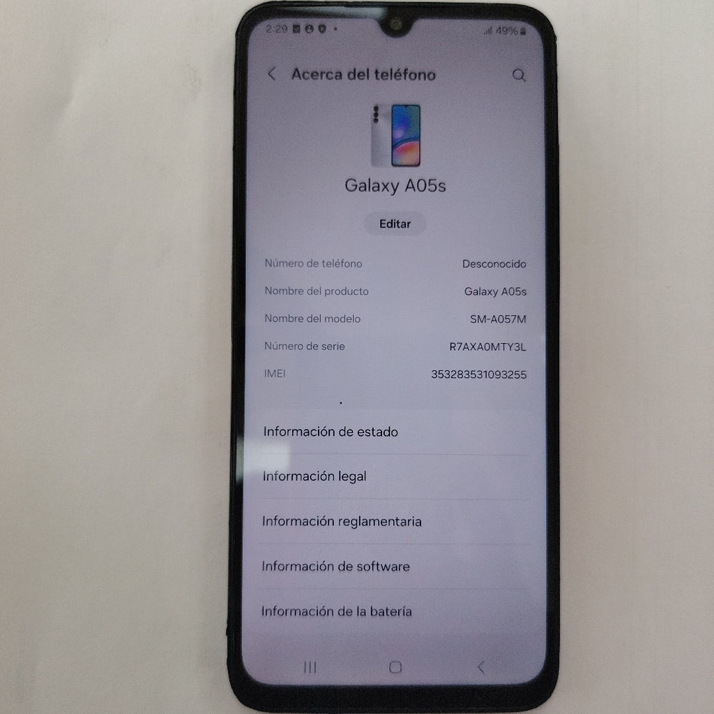 CELULAR SAMSUNG GALAXY A05S SM-A057M (2023) 64 GB 4 GB RAM (SEMINUEVO)