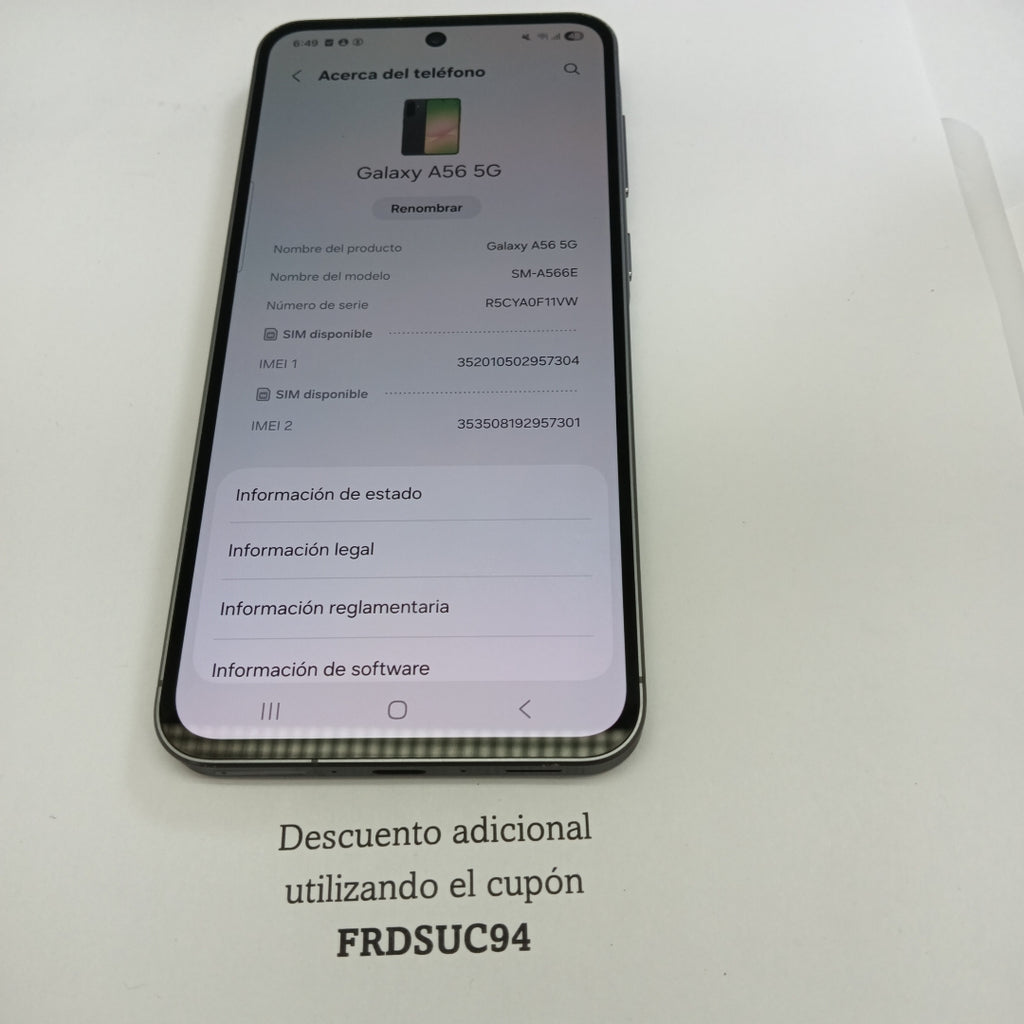 CELULAR SAMSUNG GALAXY A56 SM-A566E (2025) 256 GB 8 GB RAM (SEMINUEVO)
