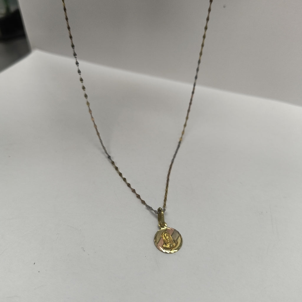 CADENA, MEDALLA RELIGIOSA ORO 10 K 1.5 GRMS (SEMINUEVO)