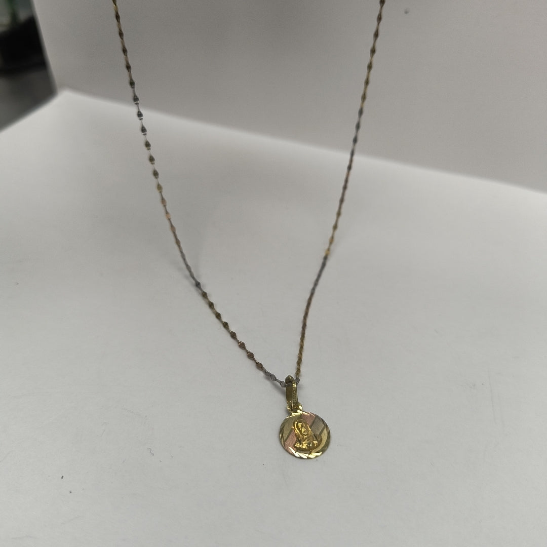CADENA, MEDALLA RELIGIOSA ORO 10 K 1.5 GRMS (SEMINUEVO)