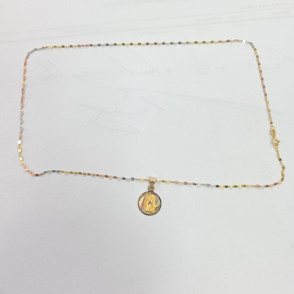 CADENA, MEDALLA RELIGIOSA ORO 10 K 1.8 GRMS (SEMINUEVO)