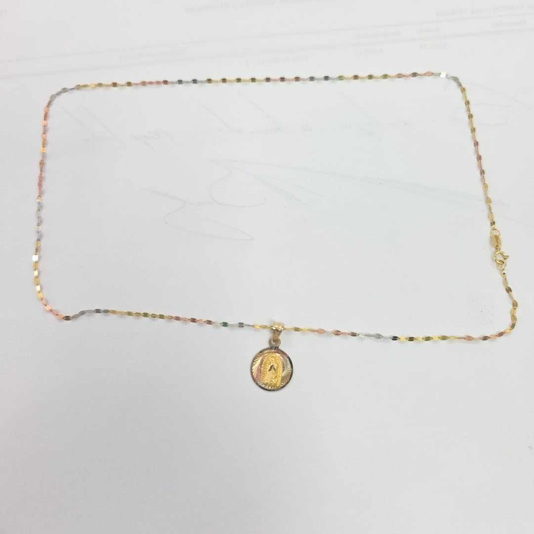 CADENA, MEDALLA RELIGIOSA ORO 10 K 1.8 GRMS (SEMINUEVO)