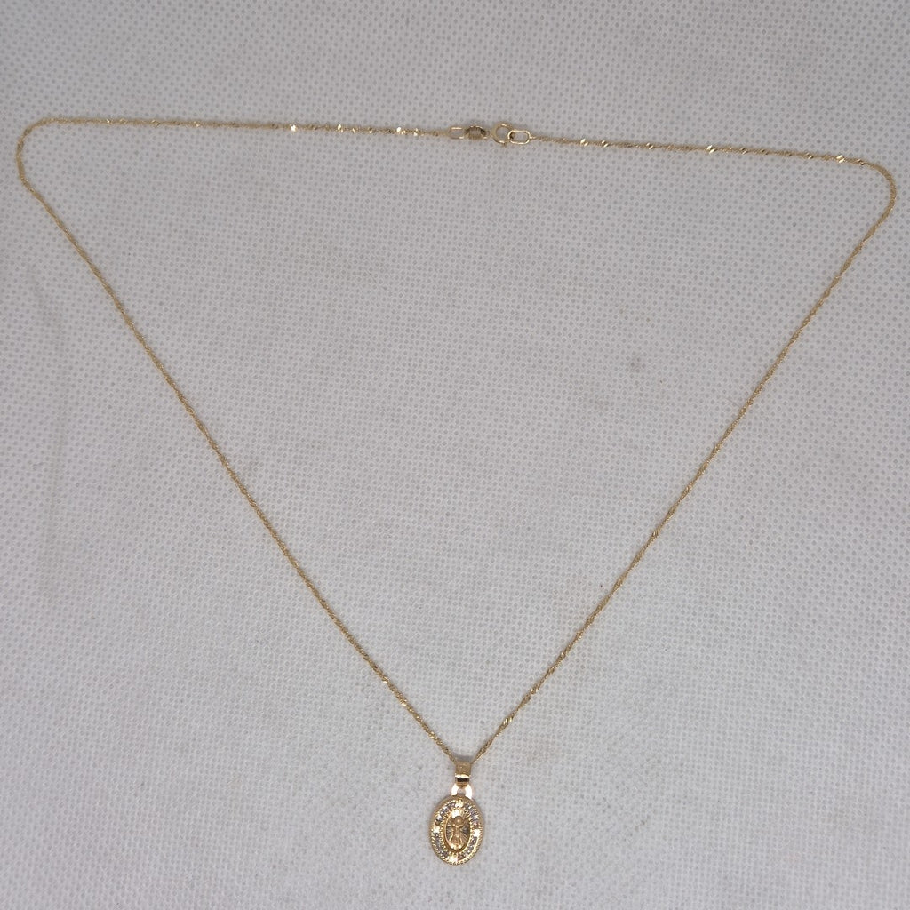 CADENA, MEDALLA RELIGIOSA ORO 10 K 1.2 GRMS (SEMINUEVO)