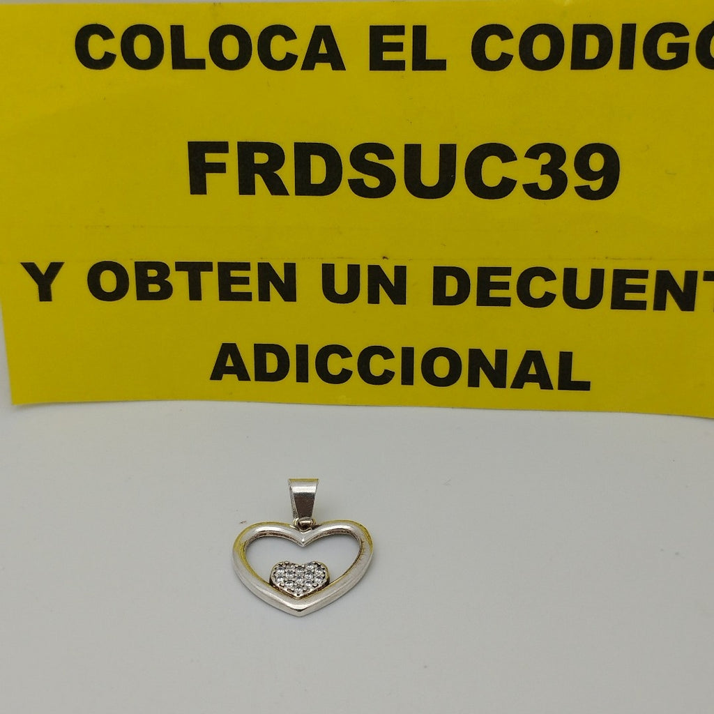 DIJE CORAZON C/CIRCONIAS PLATA .925 2.5 GR (NUEVO)