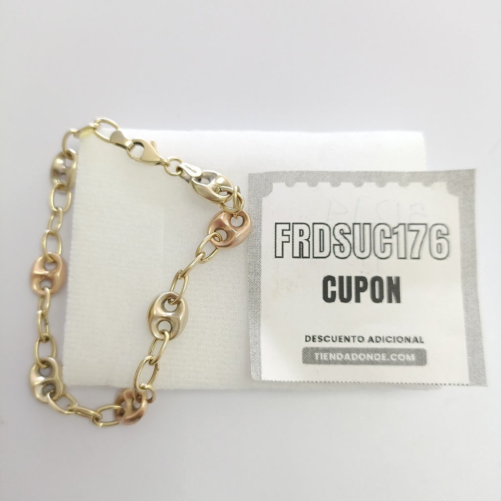 PULSERA ORO COMBINADO 14 K 5.7 GRMS (SEMINUEVO)