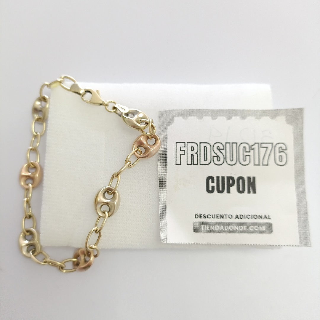 PULSERA ORO COMBINADO 14 K 5.7 GRMS (SEMINUEVO)