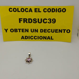 DIJE FLOR CON PIEDRA ROSA PLATA .925 2.1 GR (NUEVO)