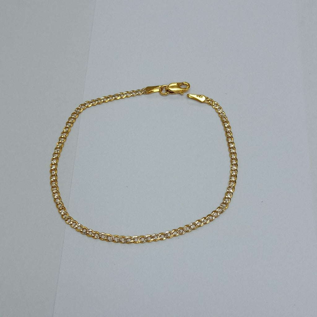 PULSERAS BARBADA DIAMANTADA ORO 14K 18 CM 2.2 GR (NUEVO)