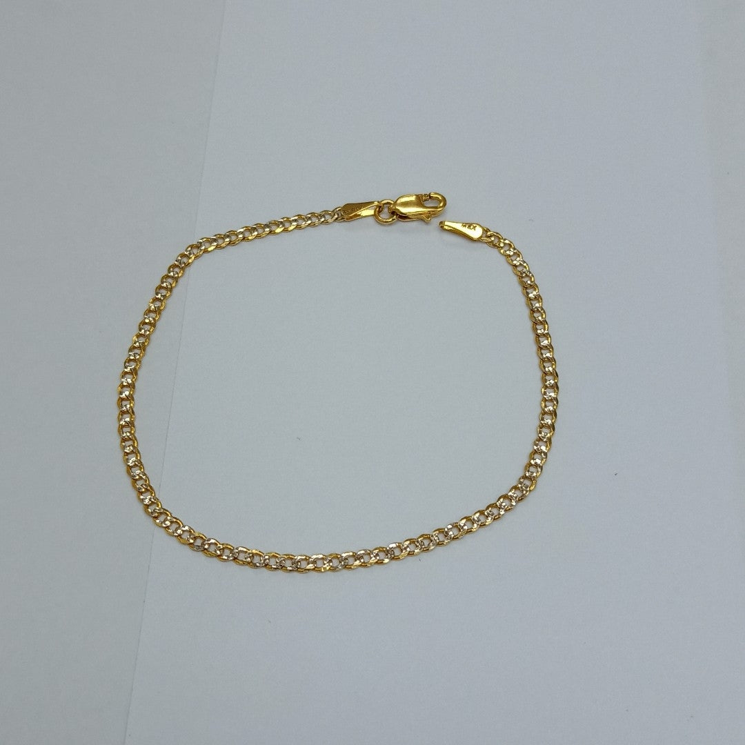 PULSERAS BARBADA DIAMANTADA ORO 14K 18 CM 2.2 GR (NUEVO)