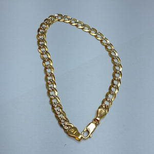 PULSERAS TEJIDO BARBADA DIAMANTADA ORO 14K 21 CM 6.5 GR (NUEVO)