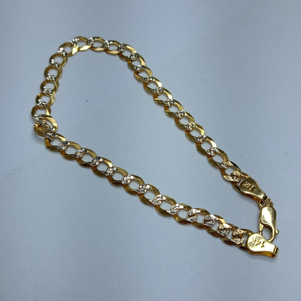 PULSERAS TEJIDO BARBADA DIAMANTADA ORO 14K 21 CM 6.5 GR (NUEVO)