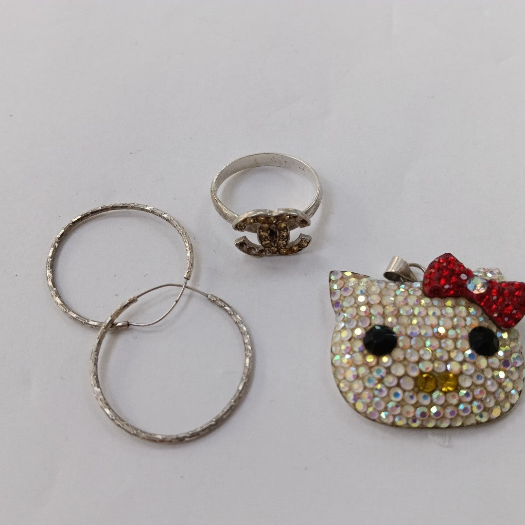 ANILLITO,ARRACADAS PAR,DIJE PLATA 12,20 GRMS (SEMINUEVO)