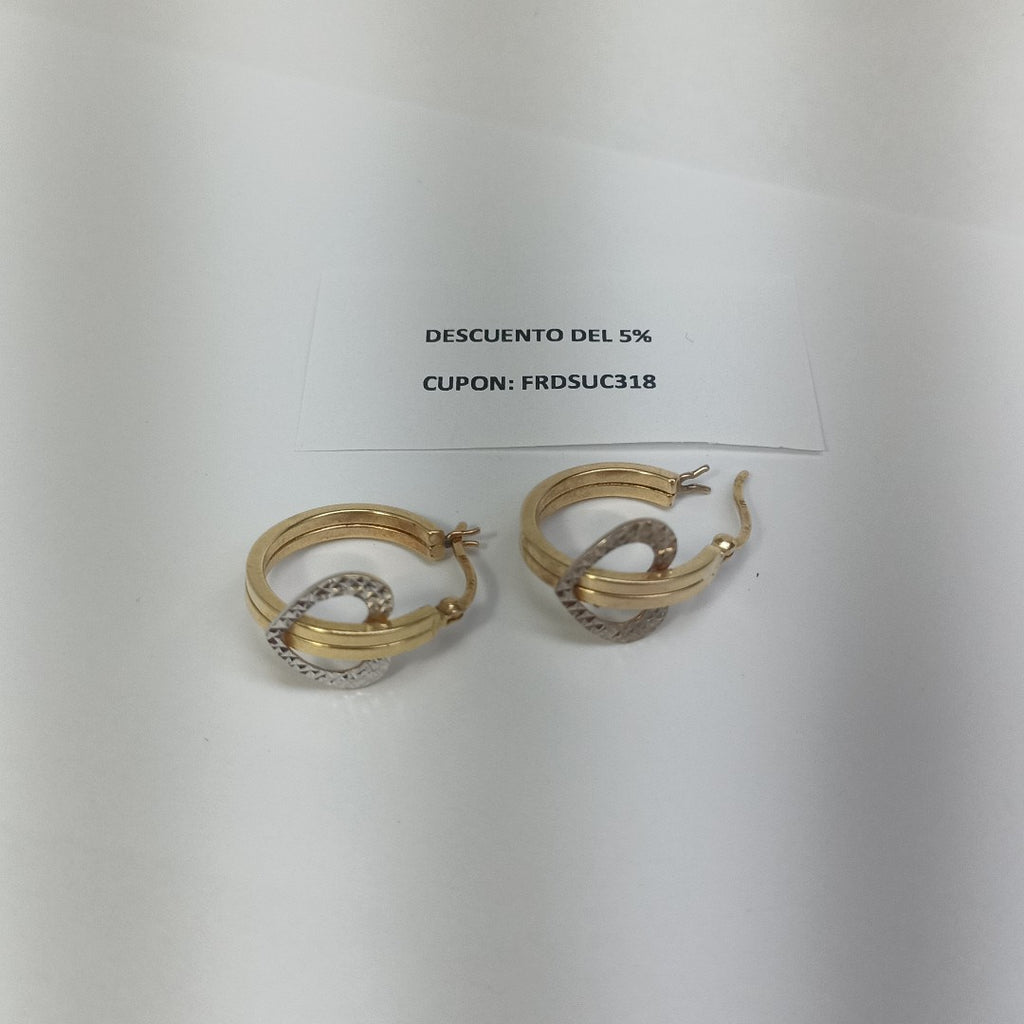 ARRACADAS PAR ORO COMBINADO 14 K 2,60 GRMS (SEMINUEVO)