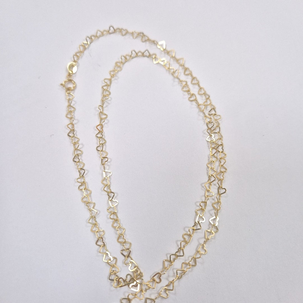 CADENAS TEJIDO CORAZONES ORO 10K 55 CM 2.7 GR (NUEVO)