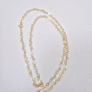 CADENAS TEJIDO CORAZONES ORO 10K 55 CM 2.7 GR (NUEVO)