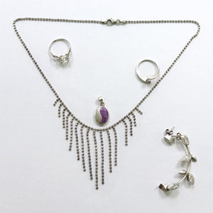 ANILLITO, ARETES PAR, DIJE, GARGANTILLA PLATA 15.9 GRMS (SEMINUEVO)