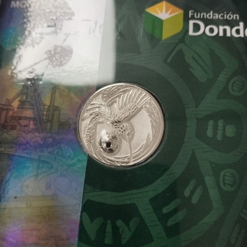 MEDALLA CONMEMORATIVA FRD FÚTBOL MOTIVO COLIBRI PLATA .925 8 GR (NUEVO)