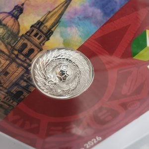 MEDALLA CONMEMORATIVA FRD FÚTBOL MOTIVO QUETZALCÓATL PLATA .925 11.9 GR (NUEVO)