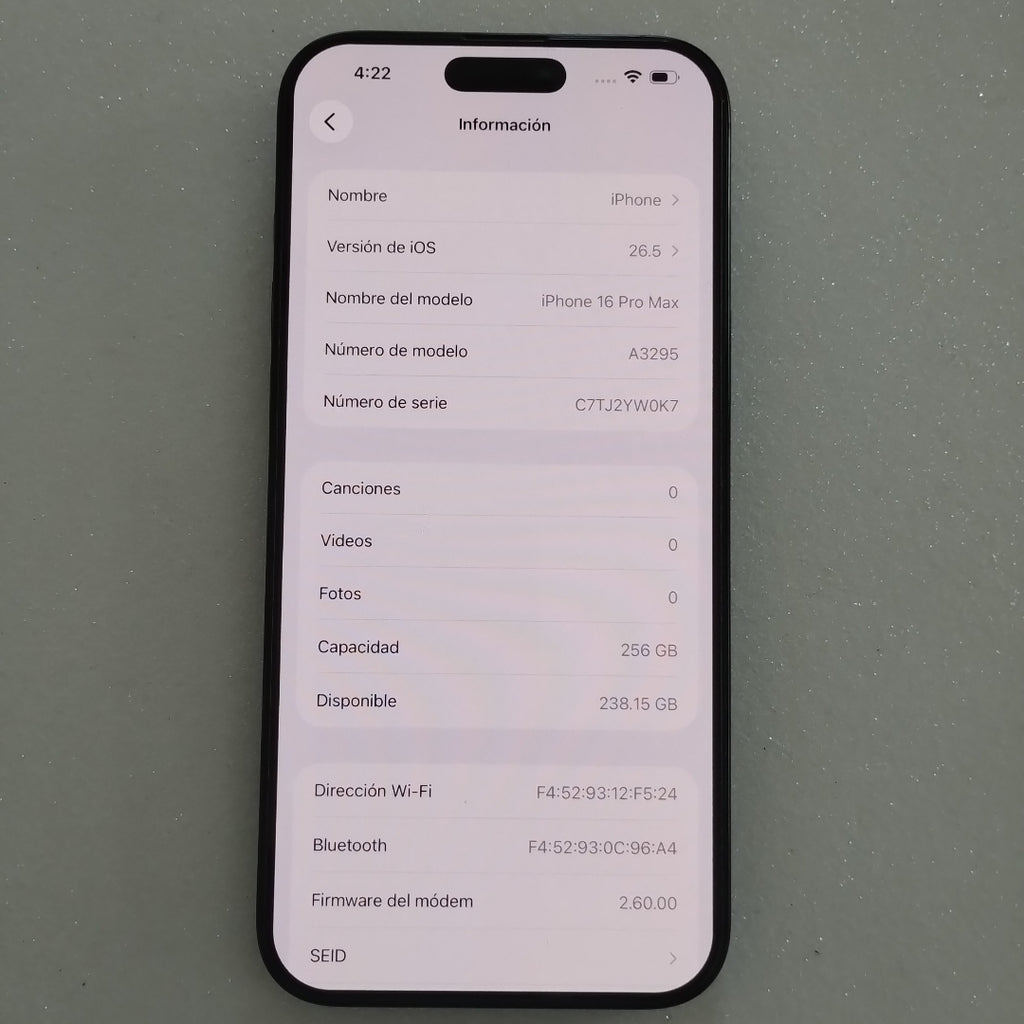 CELULAR APPLE IPHONE 16 PRO MAX A3295 (2024) 256 GB 8 GB RAM (SEMINUEVO)