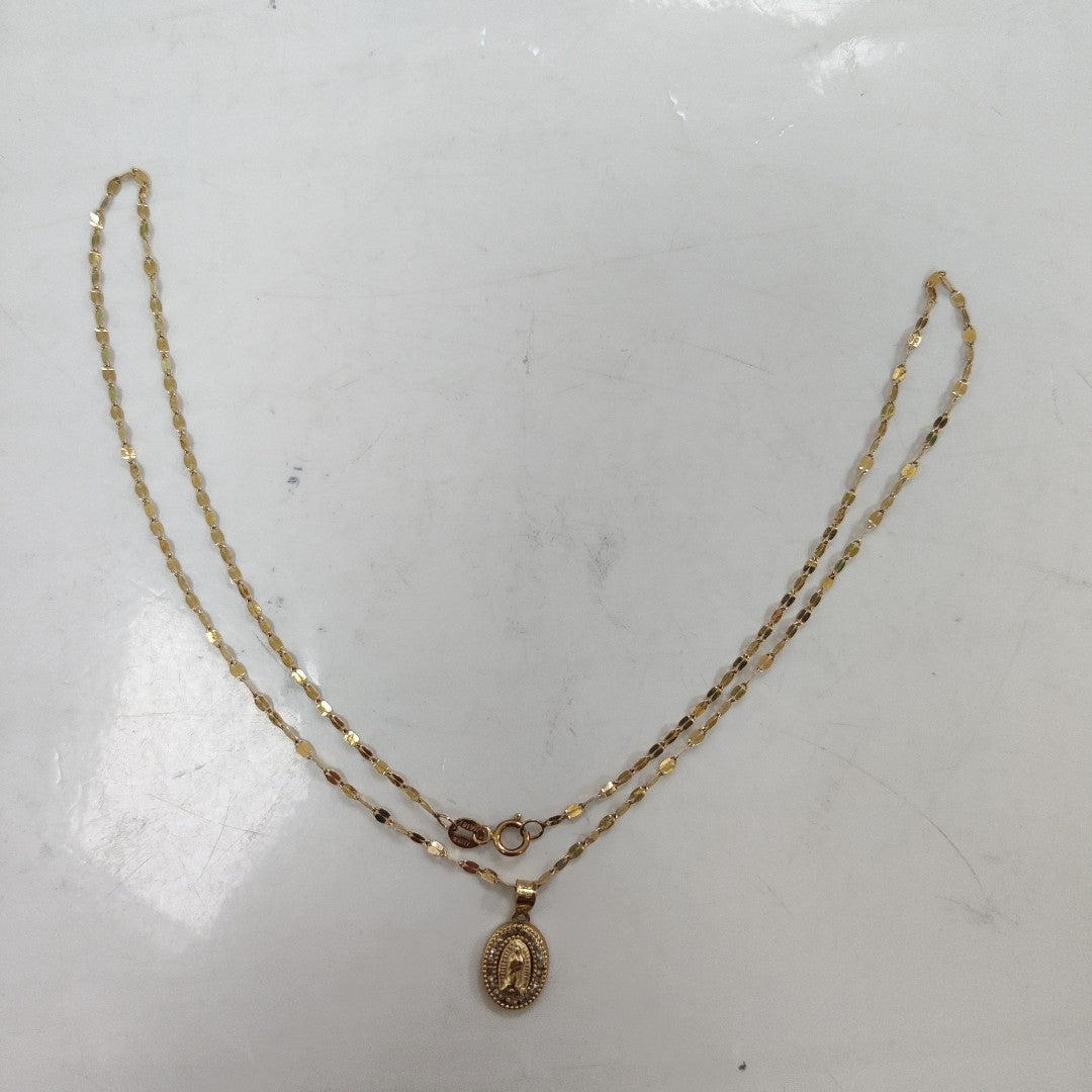 CADENA, MEDALLA RELIGIOSA ORO 10 K 1.3 GRMS (SEMINUEVO)