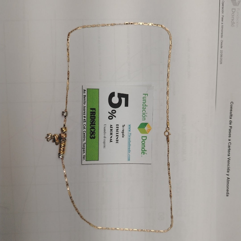 CADENA, DIJE ORO, RODIADO 14 K 3.8 GRMS (SEMINUEVO)