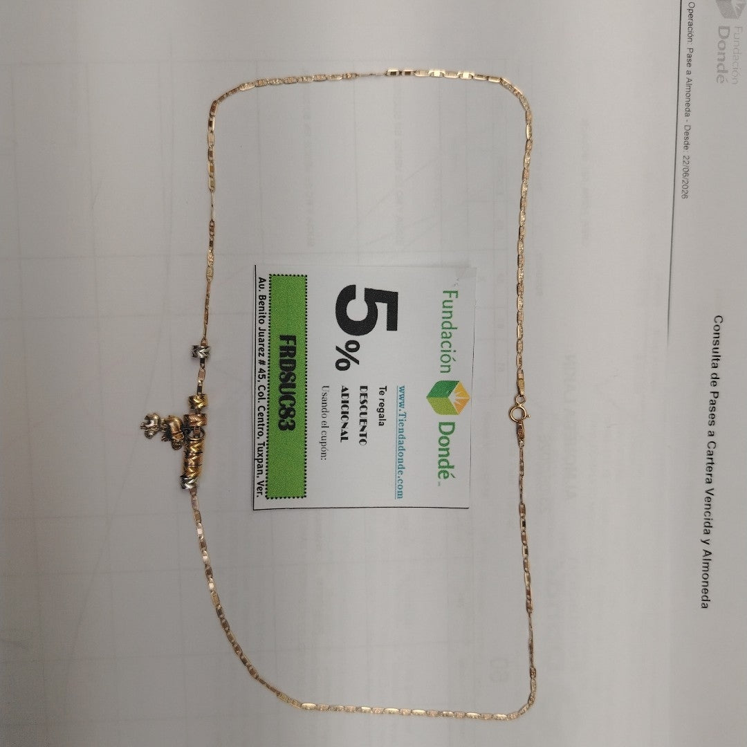 CADENA, DIJE ORO, RODIADO 14 K 3.8 GRMS (SEMINUEVO)