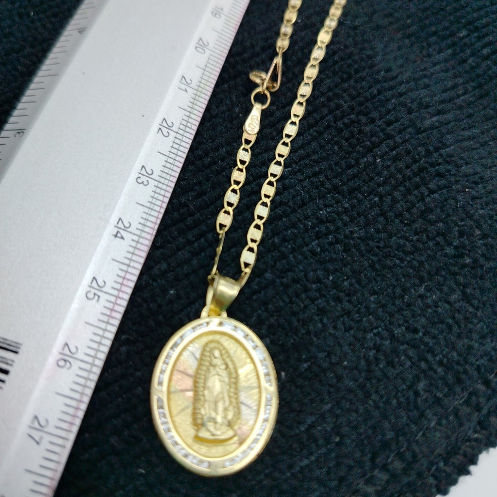 CADENA, MEDALLA RELIGIOSA ORO COMBINADO 10 K 4 GRMS (SEMINUEVO)