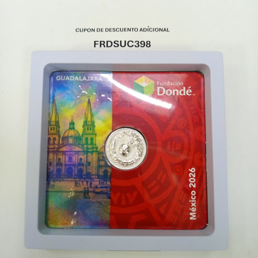 MEDALLA CONMEMORATIVA FRD FÚTBOL MOTIVO QUETZALCÓATL PLATA .925 11.9 GR (NUEVO)
