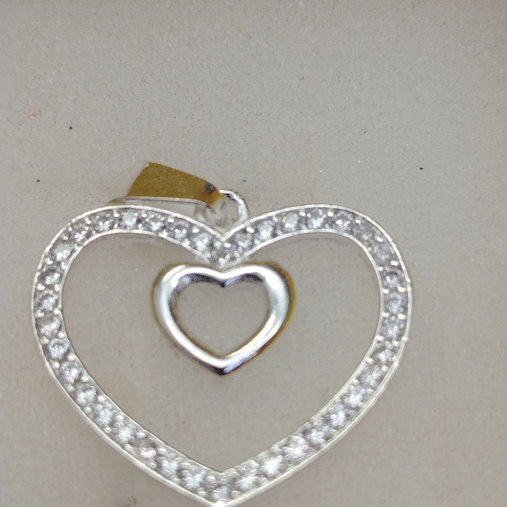 DIJE CORAZON C/CIRCONIAS PLATA .925 2.7 GR (NUEVO)