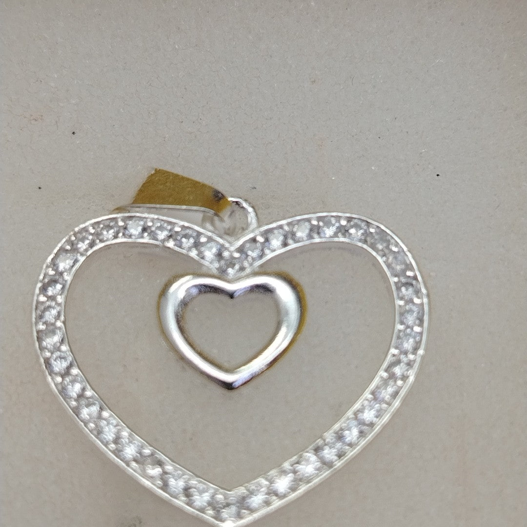 DIJE CORAZON C/CIRCONIAS PLATA .925 2.7 GR (NUEVO)