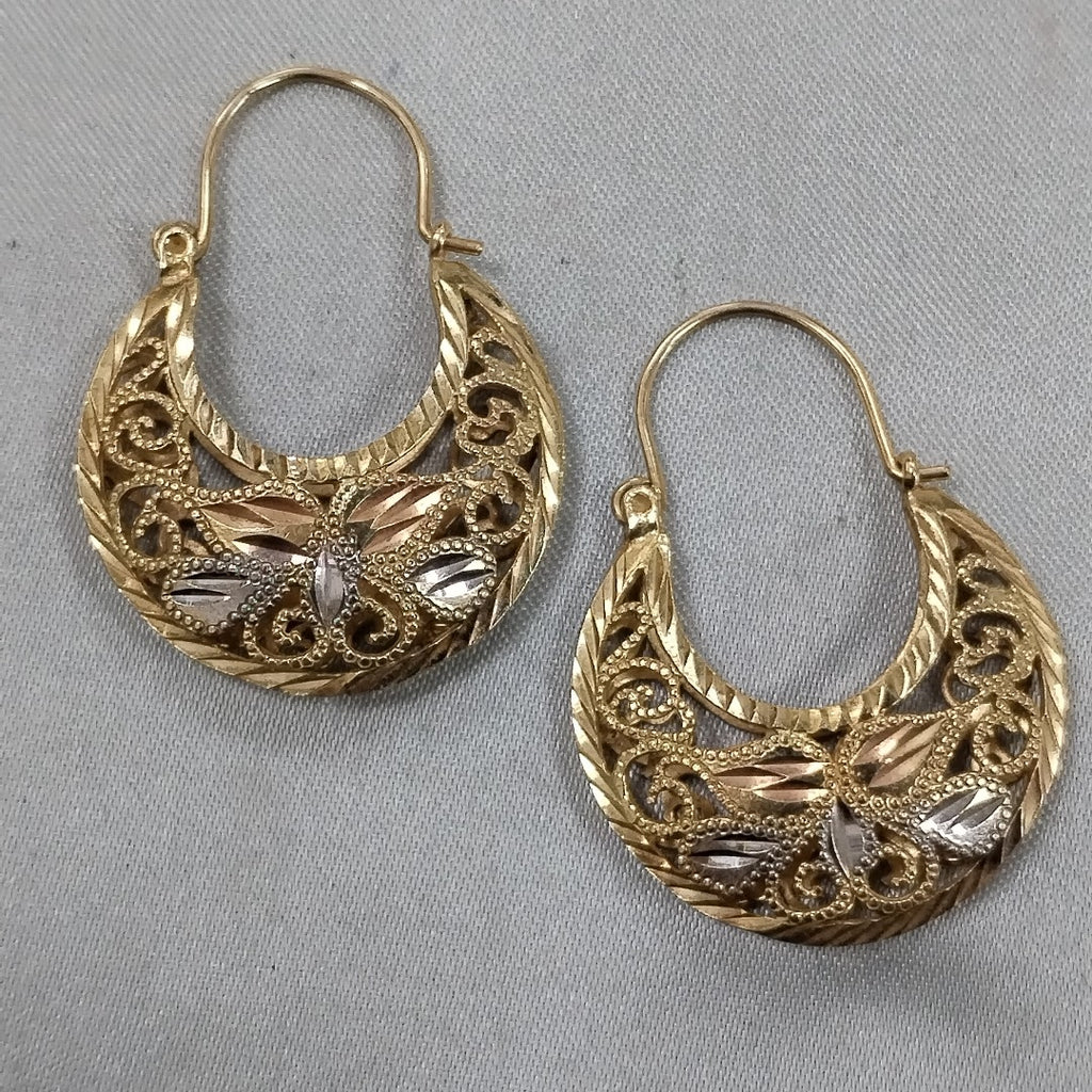 ARETES PAR ORO, ORO COMBINADO 14 K 7.6 GRMS (SEMINUEVO)