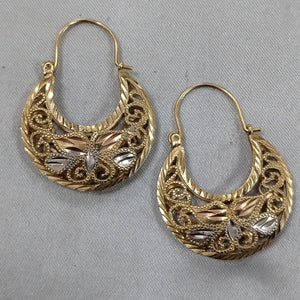 ARETES PAR ORO, ORO COMBINADO 14 K 7.6 GRMS (SEMINUEVO)