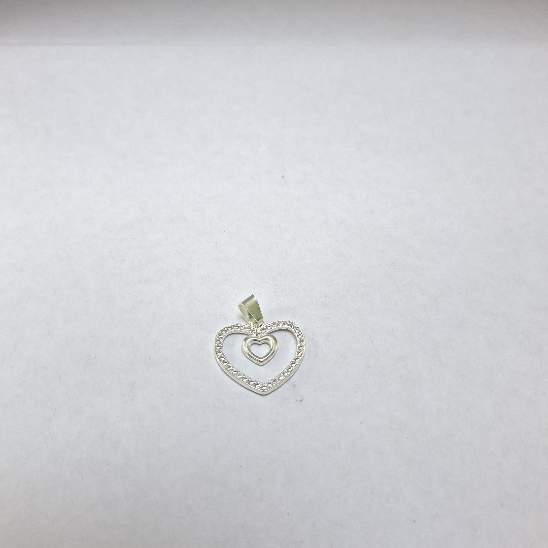 DIJE CORAZON C/CIRCONIAS PLATA .925 2.7 GR (NUEVO)