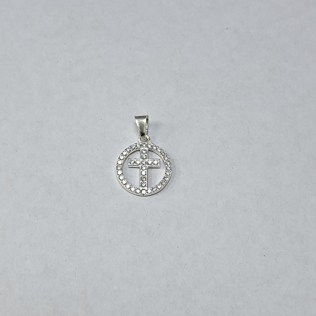DIJE CRUZ C/CIRCONIAS PLATA .925 2.5 GR (NUEVO)