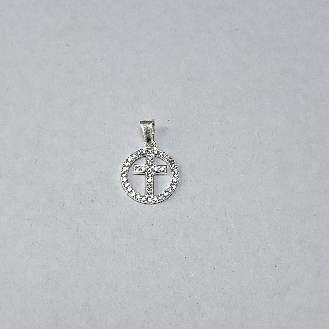 DIJE CRUZ C/CIRCONIAS PLATA .925 2.5 GR (NUEVO)