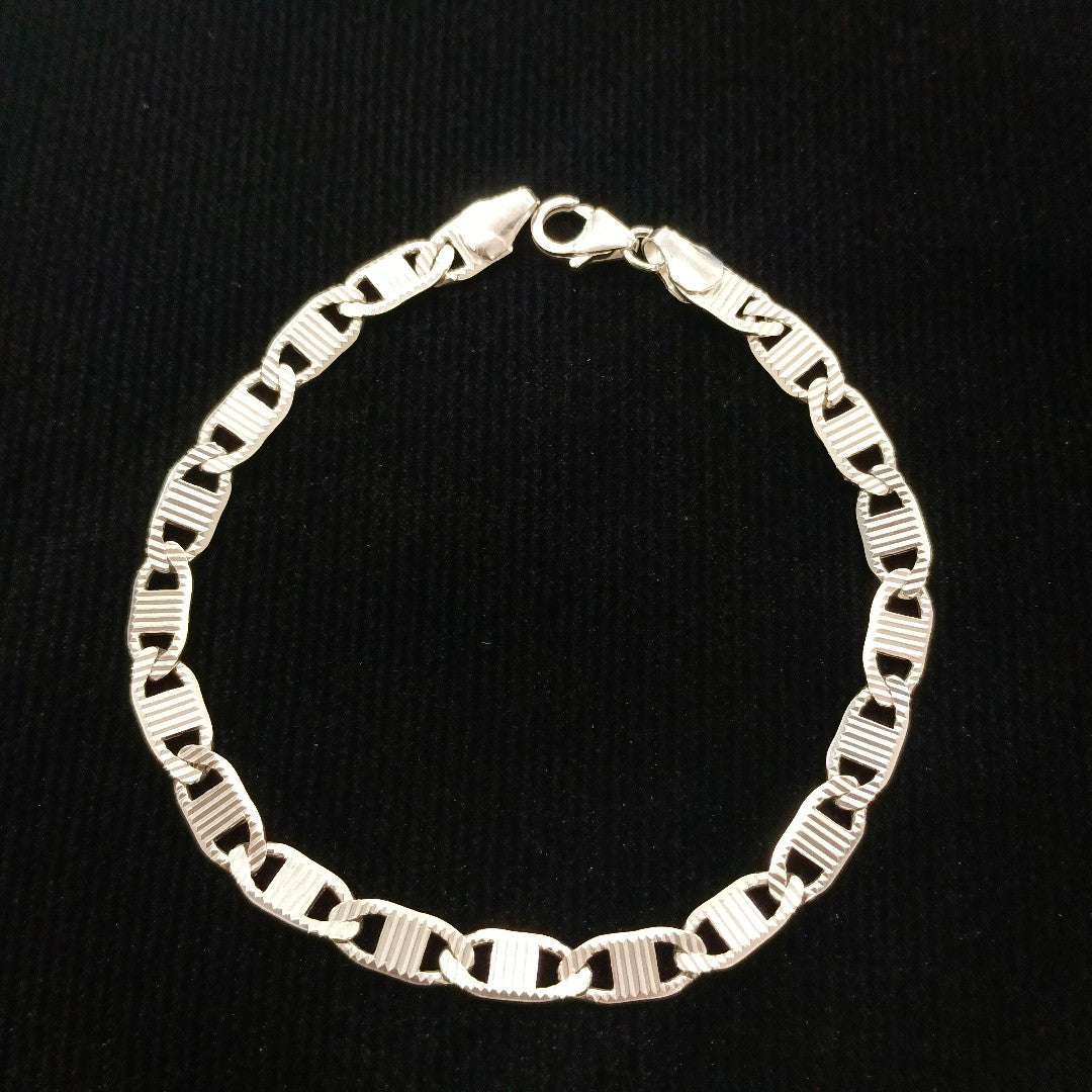 PULSERA TEJIDO ESPEJO PLATA .925 21 CM 7.8 GR (NUEVO)