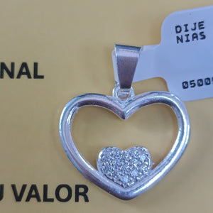 DIJE CORAZON C/CIRCONIAS PLATA .925 2.7 GR (NUEVO)