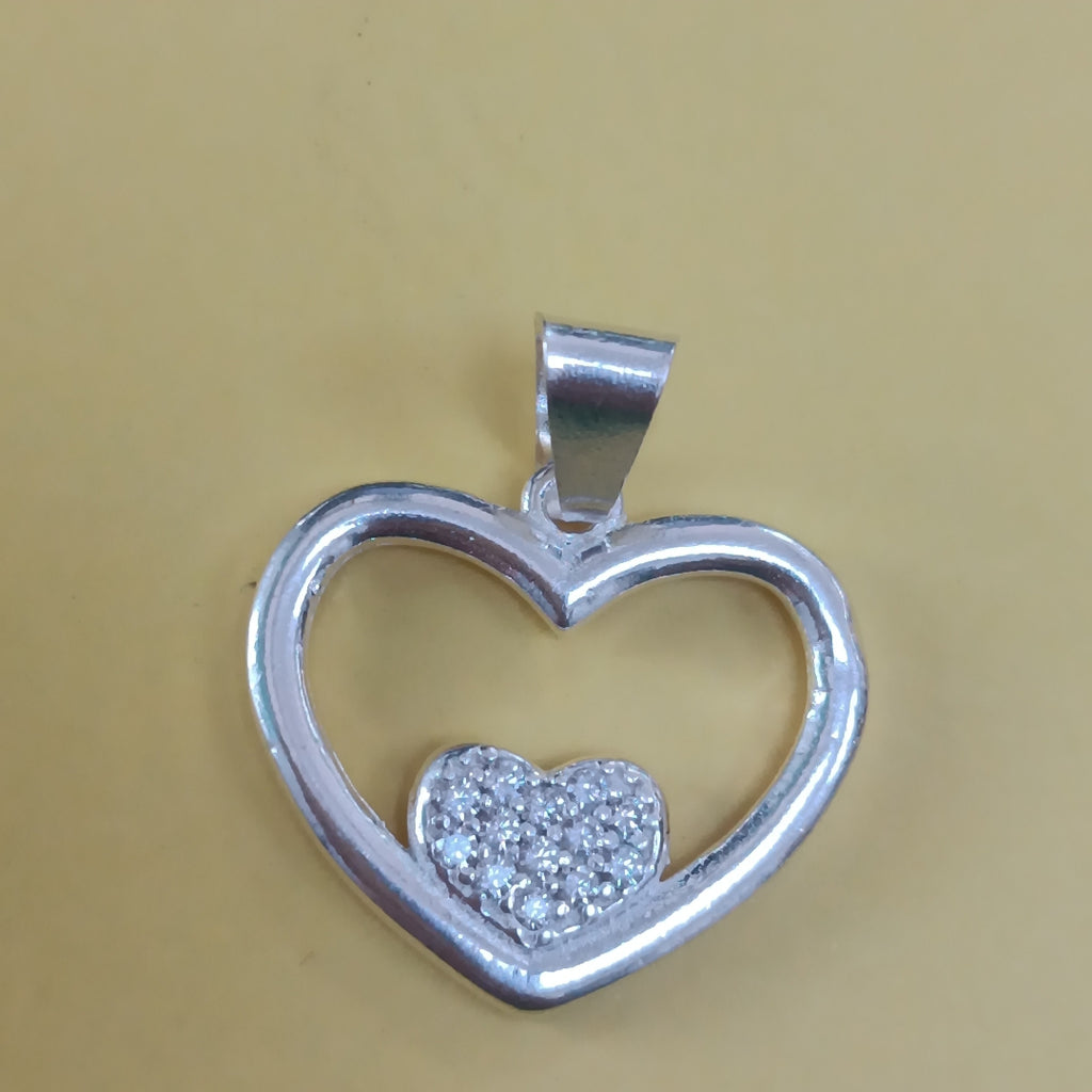 DIJE CORAZON C/CIRCONIAS PLATA .925 2.7 GR (NUEVO)