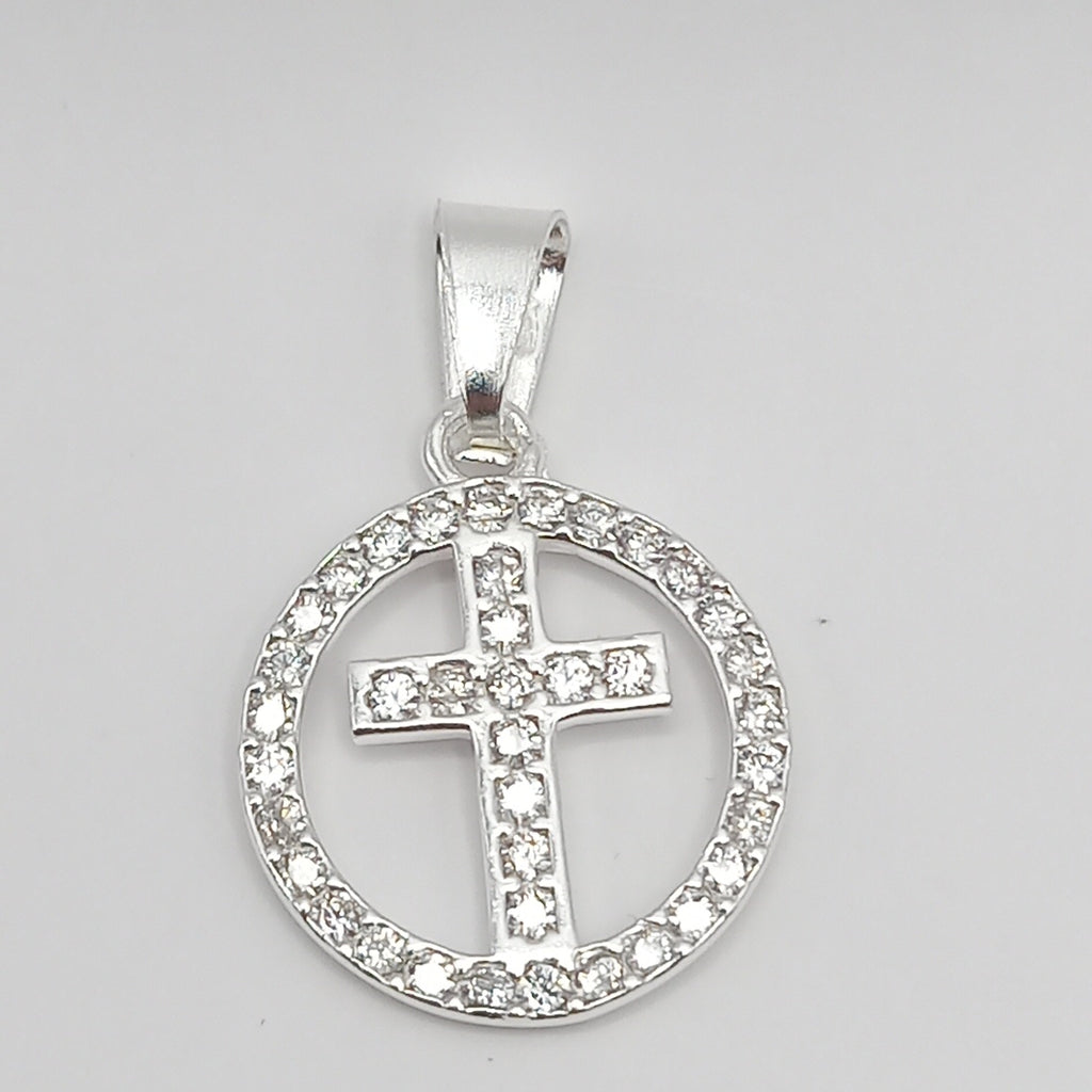 DIJE CRUZ C/CIRCONIAS PLATA .925 2.5 GR (NUEVO)