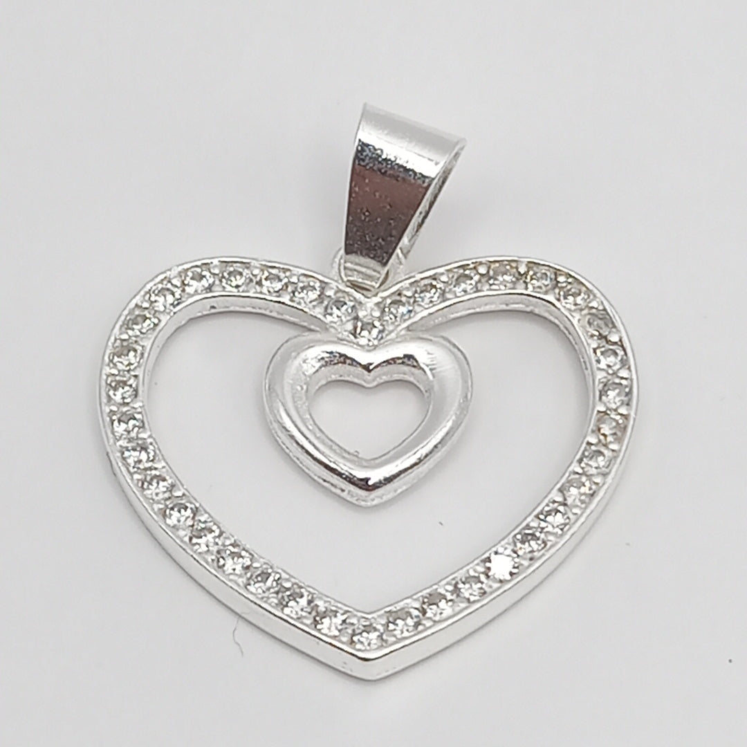DIJE CORAZON C/CIRCONIAS PLATA .925 2.7 GR (NUEVO)