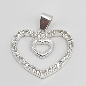 DIJE CORAZON C/CIRCONIAS PLATA .925 2.7 GR (NUEVO)