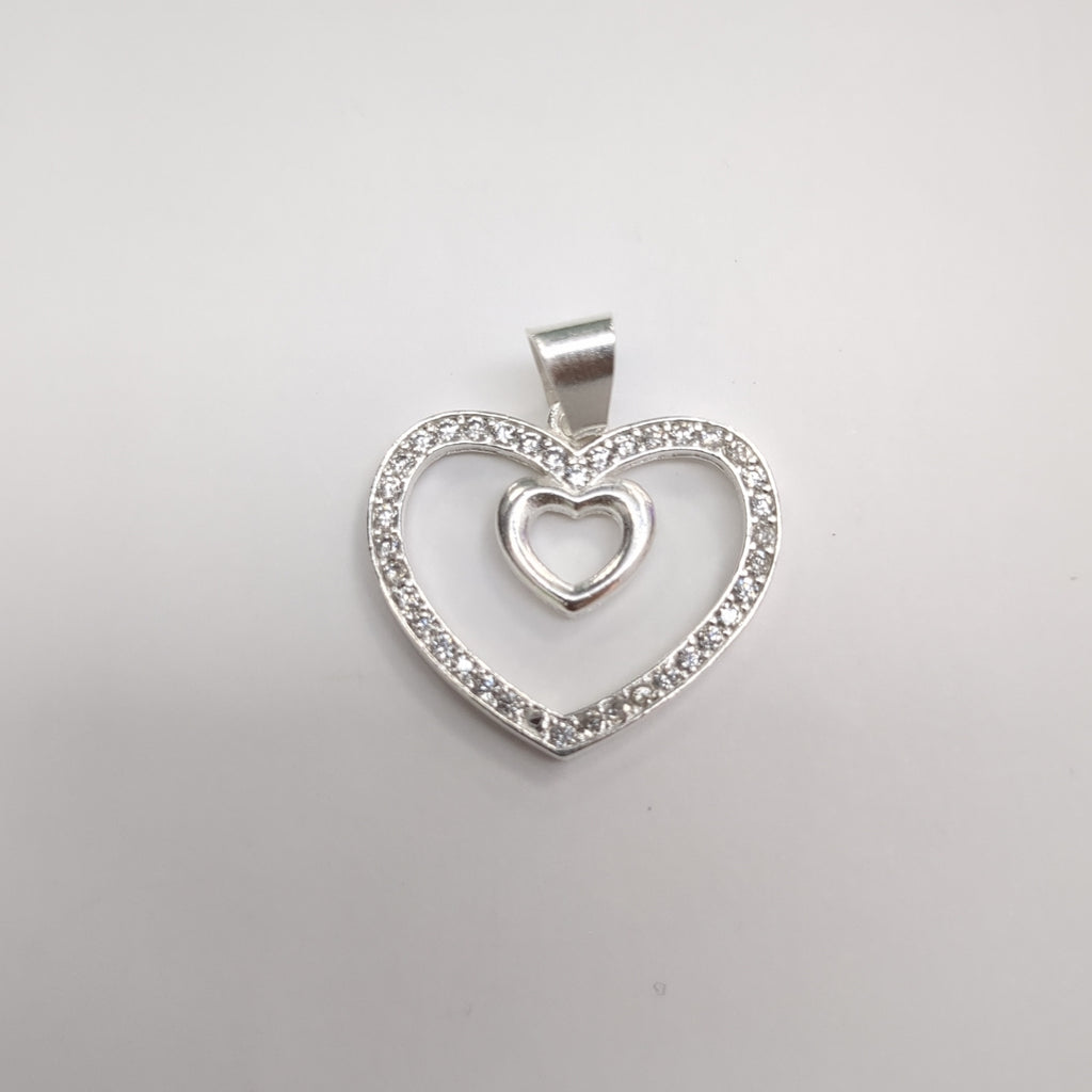 DIJE CORAZON C/CIRCONIAS PLATA .925 2.7 GR (NUEVO)
