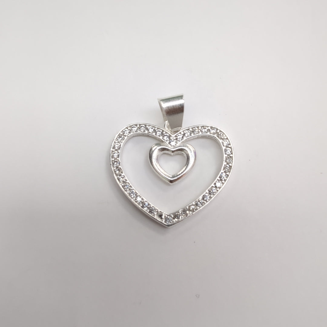 DIJE CORAZON C/CIRCONIAS PLATA .925 2.7 GR (NUEVO)