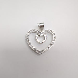 DIJE CORAZON C/CIRCONIAS PLATA .925 2.7 GR (NUEVO)