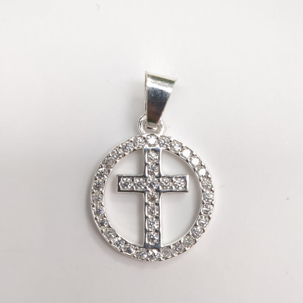 DIJE CRUZ C/CIRCONIAS PLATA .925 2.5 GR (NUEVO)