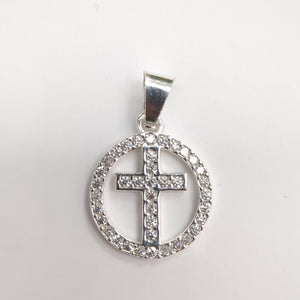 DIJE CRUZ C/CIRCONIAS PLATA .925 2.5 GR (NUEVO)