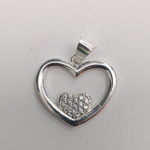 DIJE CORAZON C/CIRCONIAS PLATA .925 2.8 GR (NUEVO)